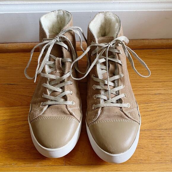 Kate Spade | Lendal High Top Sneakers Shoes Lace-Up Suede Sherpa Tan Size 7 - Picture 4 of 10